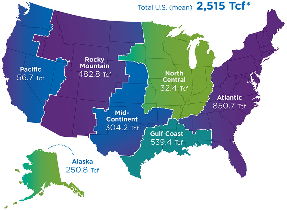 Map of the USA Showing NG